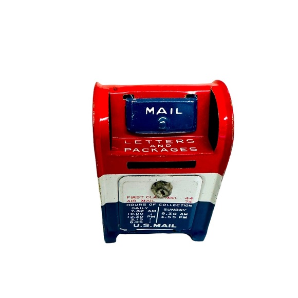 Tin Mail Box Letters & Packages US Mail Still Piggy Bank Made In Japan. Vintage - Picture 2 of 14
